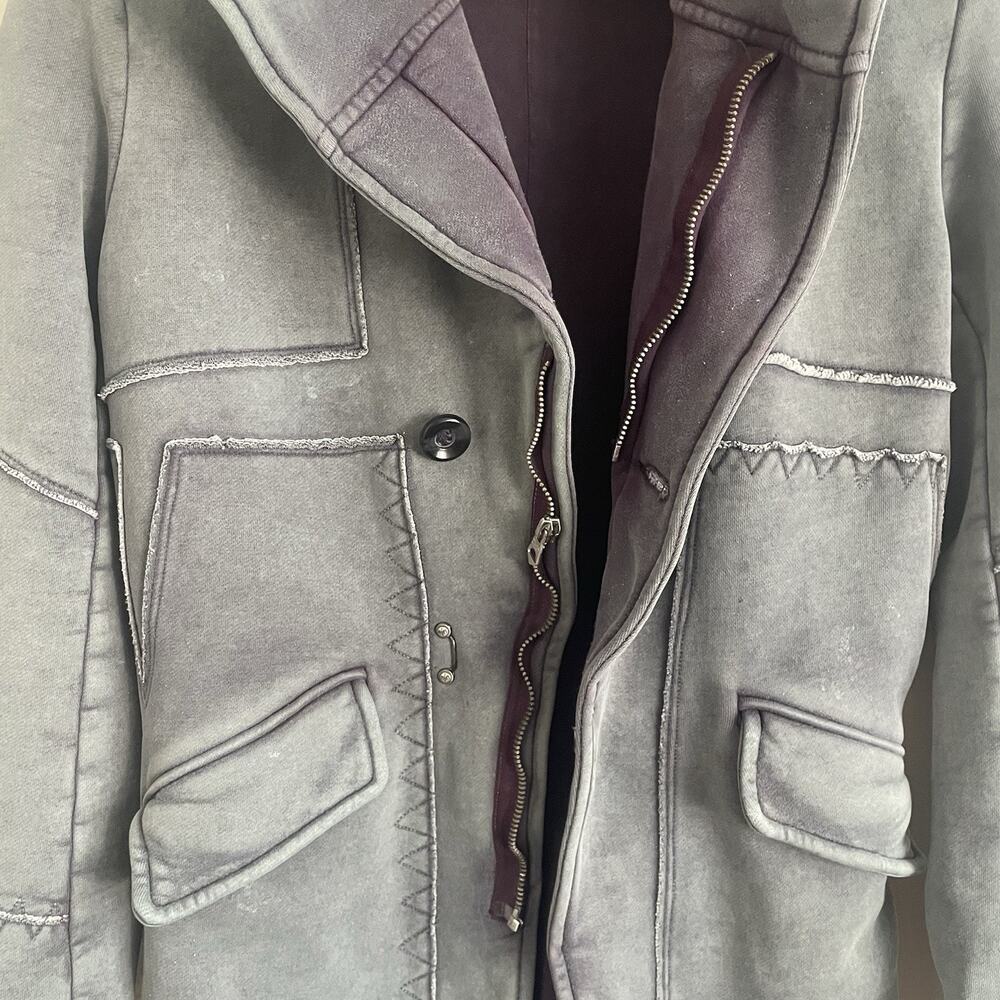 Rerock Nice Two-Tone Distressed Patchwork Coat Ja… - image 3